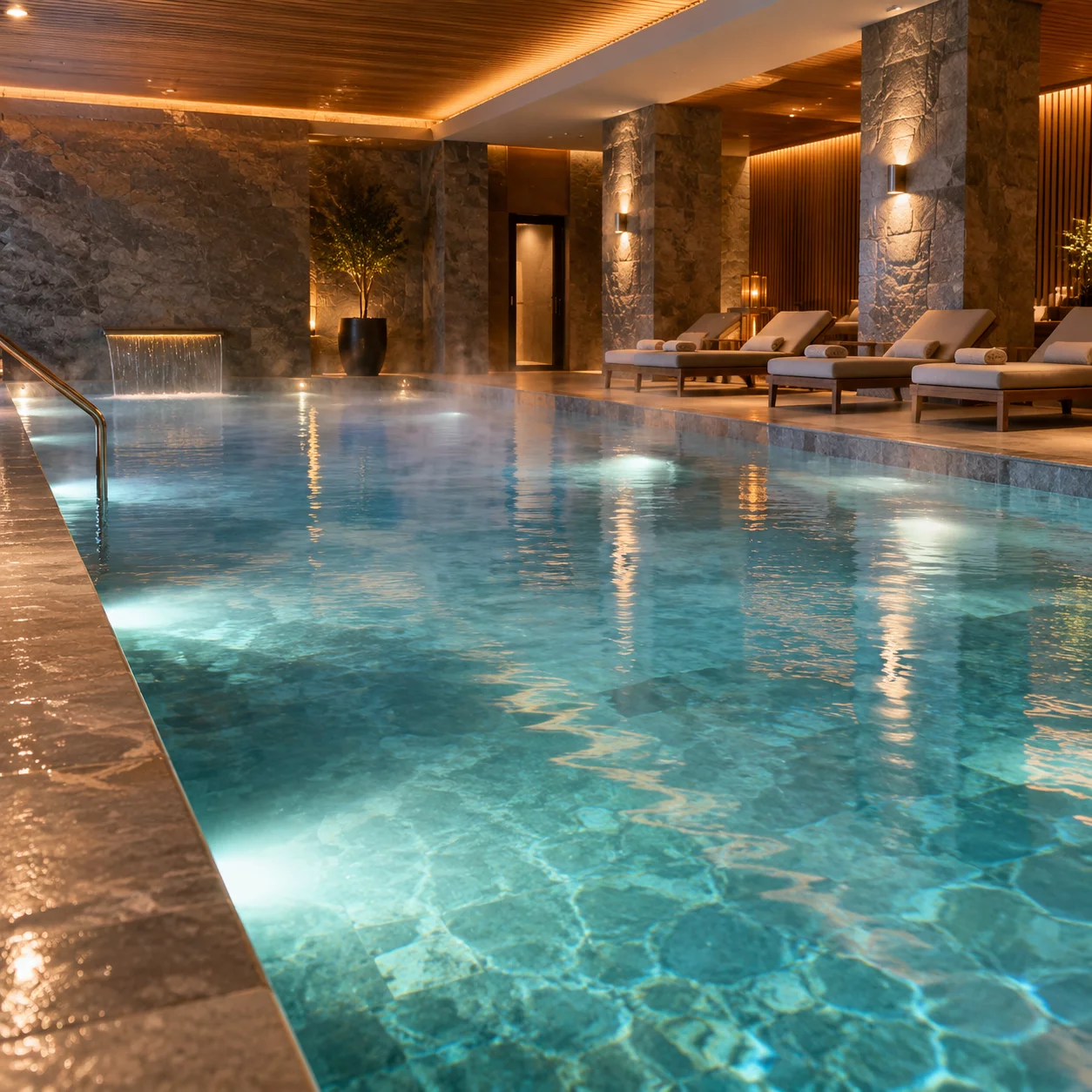 Mineral-Rich Indoor Thermal Pool Sanctuary